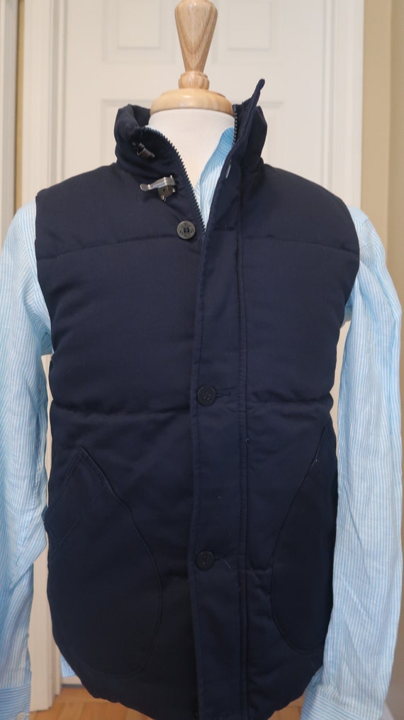 Mens Puffer Vest - Navy Toggle Closure, Cotton Bl… - image 1