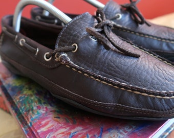 Vintage LL Bean Driving Shoes Mocassins US Mens Size 9.5 D cuir de bison cousu a la main avec semelles vibram luxe jusqu au bout Etsy France