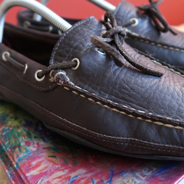 Vintage LL Bean Driving Shoes Mocassins US Mens Size 9.5 D - bison leather, handsewn, with vibram soles - luxury all the way