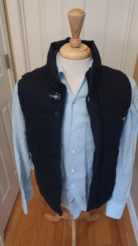 Mens Puffer Vest - Navy Toggle Closure, Cotton Bl… - image 5