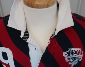 Vintage Old Navy Rugby Shirt - size Medium - short sleeve - own the shirt that started the slim fit trend.