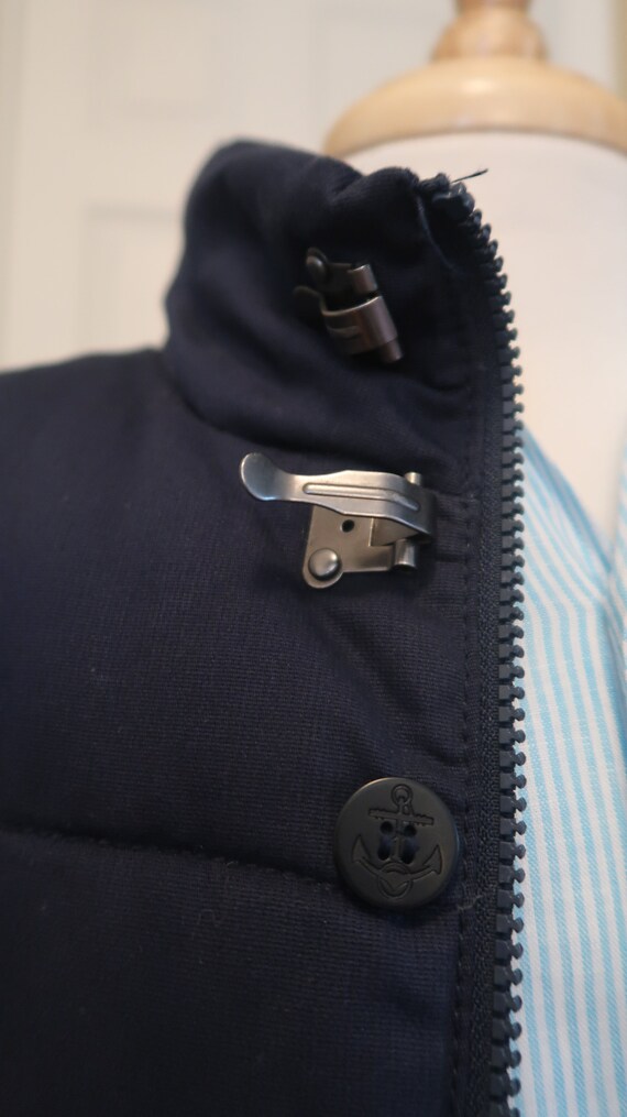 Mens Puffer Vest - Navy Toggle Closure, Cotton Bl… - image 7