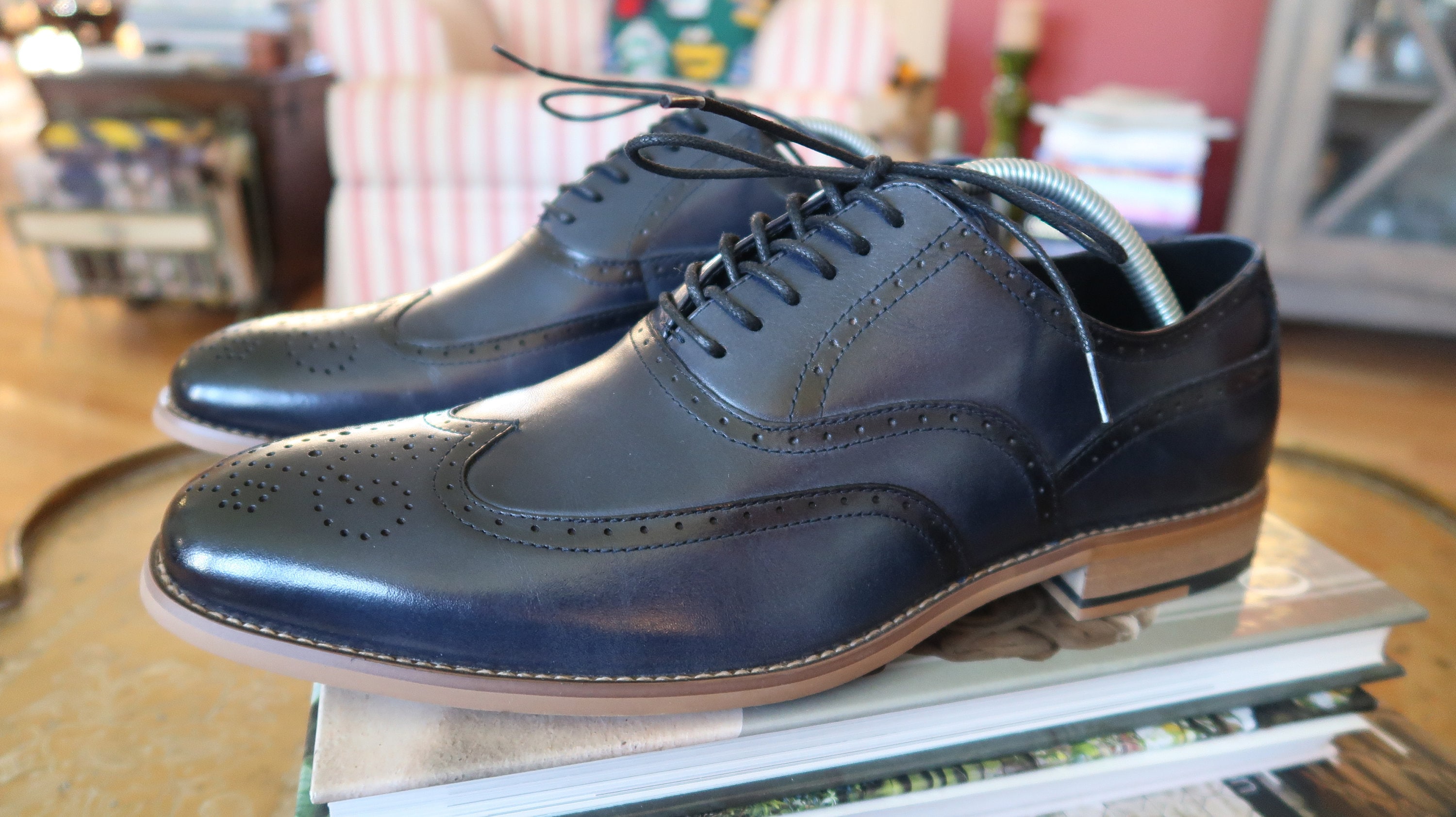 Stacy Adams Tinsley Wingtip Oxford Dress Shoes Mens 11 M Blue Leather Lace Up 655eae9685988208190533a7-stacy  main image 3