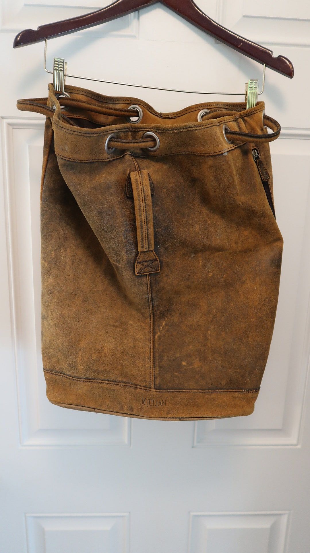 Vintage Backpack Mens Leather Wilsons Leather M. Julian Distressed Brown One Handle Rusksack