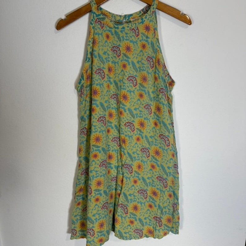 Vintage Free People Floral Halter Blouse Tunic Sleeveless Summer India S Small image 3