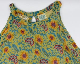 Vintage Free People Floral Halter Blouse Tunic Sleeveless Summer India S Small
