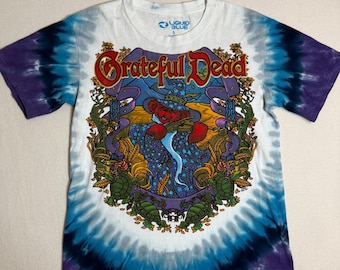 Vtg 2000 Grateful Dead Liquid Blue Tie Dye T-Shirt S Terrapin Moon Bear Wizard