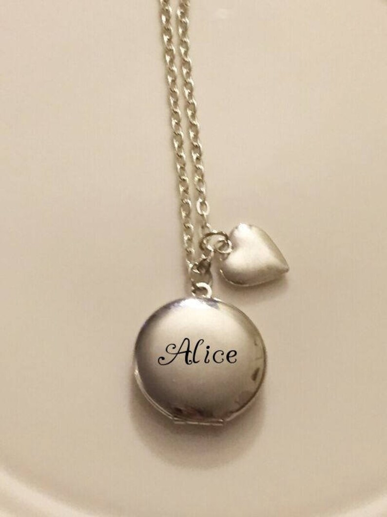 Engraved Locket Gifts Under 30 Locket Necklace Gift for Her Silver Round Locket Silver Locket Necklace Engraved Locket Necklace