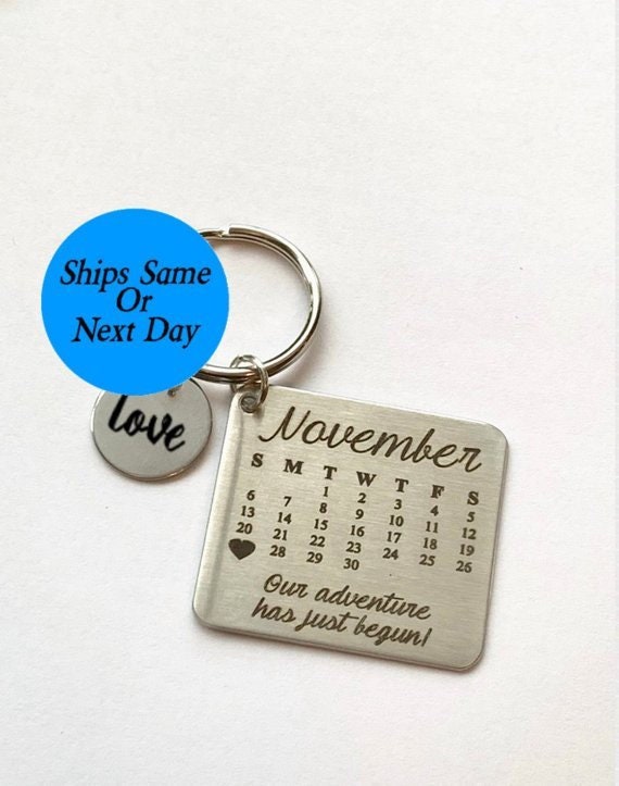 Calendar Keychain Anniversary Keychain Important Date Etsy