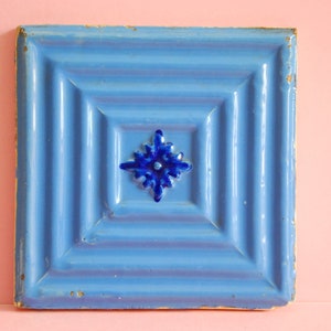Ceramic Tile Wall Art | Genuine Vintage Portuguese Tile Panel Mural | Antique Traditional  High Relief Blue Azulejo Portugal 20th