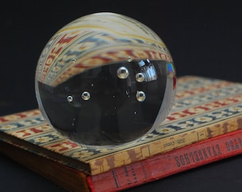 Vintage Glas Briefbeschwerer: Klares Retro Design, Bubble Detail