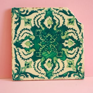 Vintage Tile | Genuine vintage Portuguese tile |  Antique traditional Azulejos Pattern Hand Painted Azulejo Ceramic green