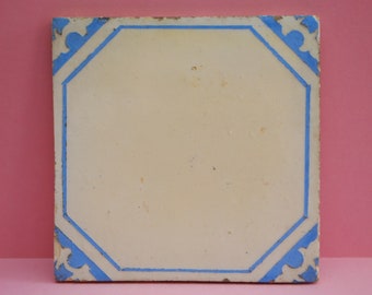 Genuine  Vintage Portuguese Tile | Antique Traditional  Azulejos Pattern | Hand Painted Azulejo Ceramic Blue