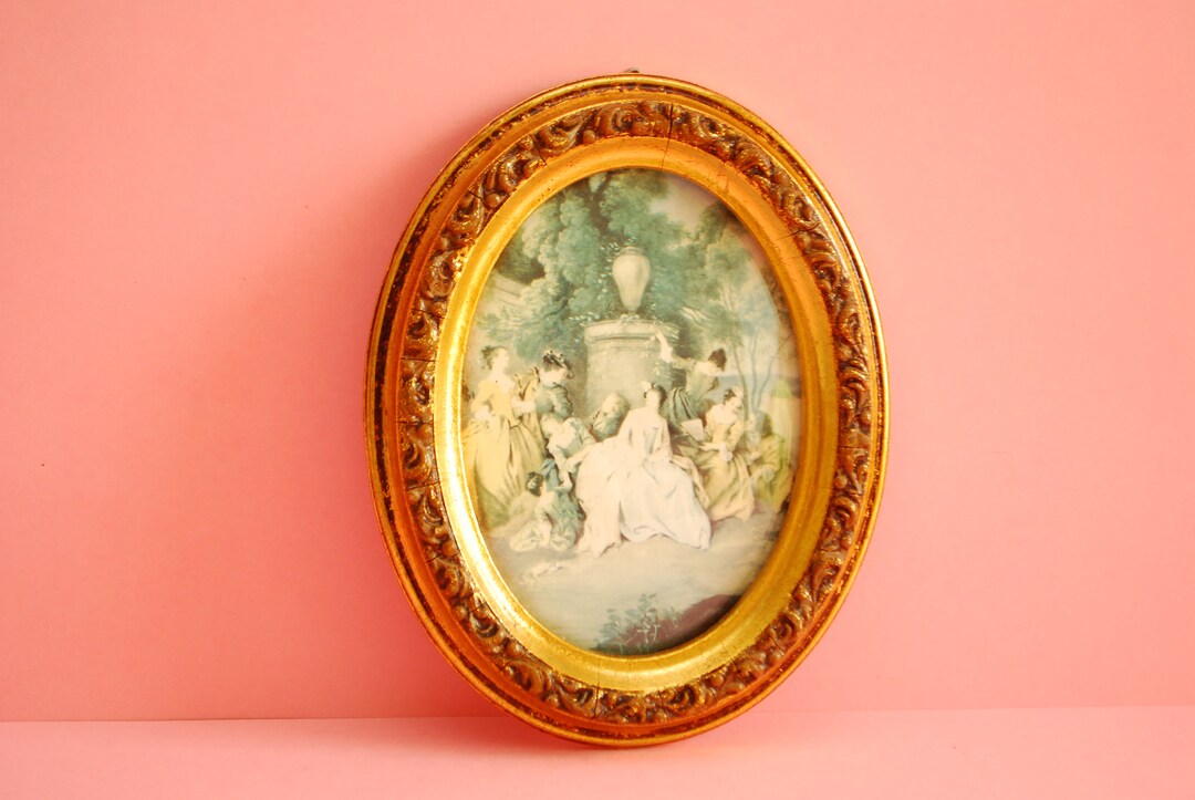 Antique Plywood Picture Frame Vintage Convex Glass Frame Vintage Photo