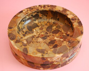 Vintage Marble Multicolor Earthy Ashtray | Antique Marble Office Decor | Natural Stone Decoration | Natural Stone Home Decor Vide Poche |