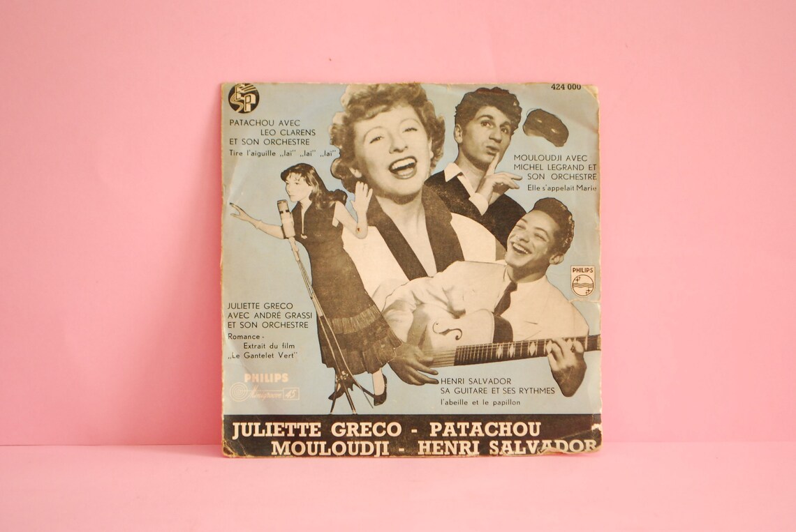 Juliette Greco - Patachou - Mouloudji - Henri Salvador |  Vinyl 7" 45 RPM EP Record | Fifties retro  1959 |, foto 1 di 5