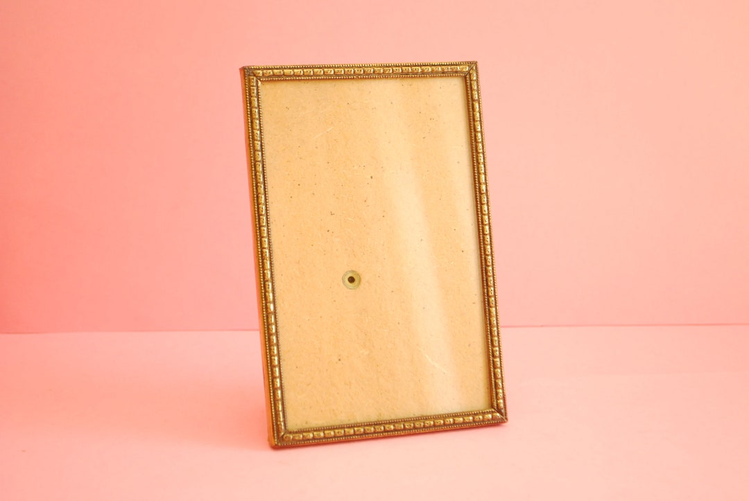 Antique Metal Picture Frame, Tin Frame Golden / Brown Tin Framen