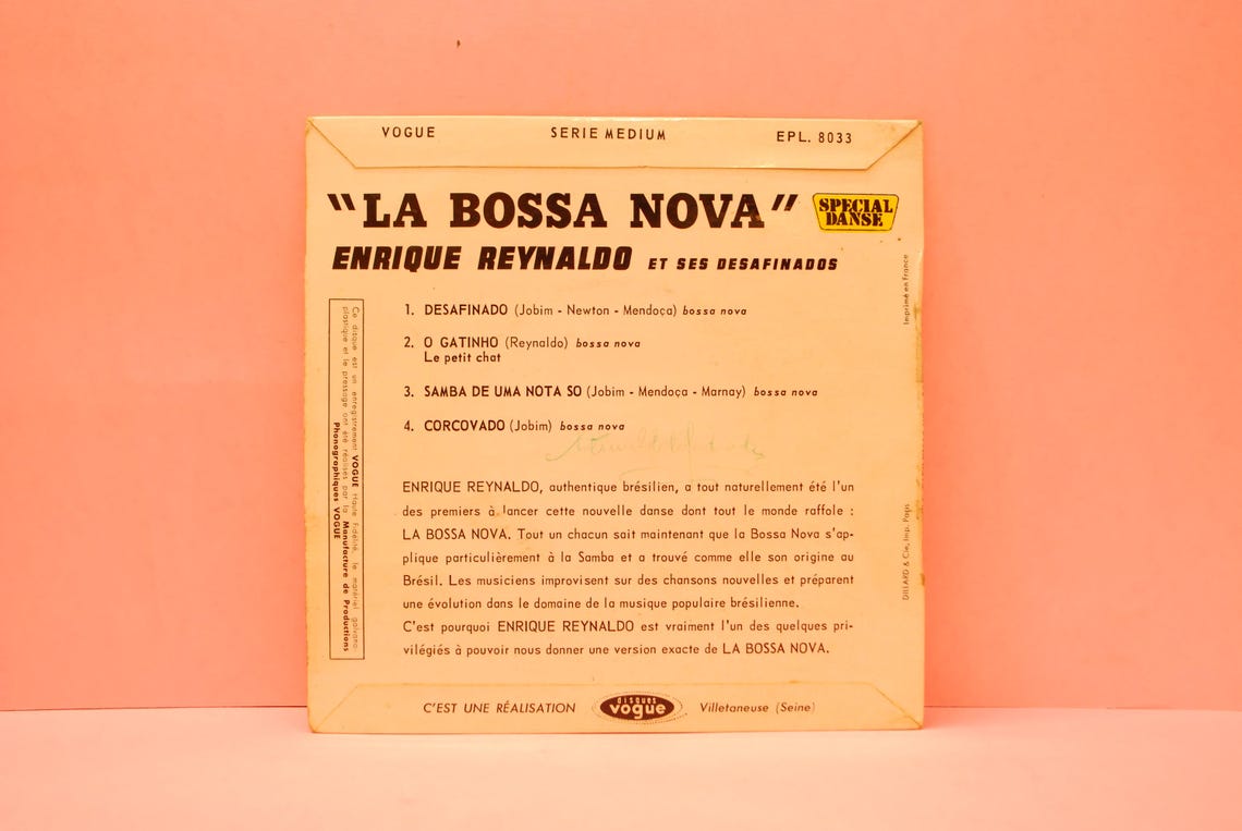 Enrique Reynaldo Et Ses Desafinados – Bossa Nova - Desafinado |  Vinyl, 7", 45 RPM, EP Record | Sixties Bossanova 1962, foto 3 di 5