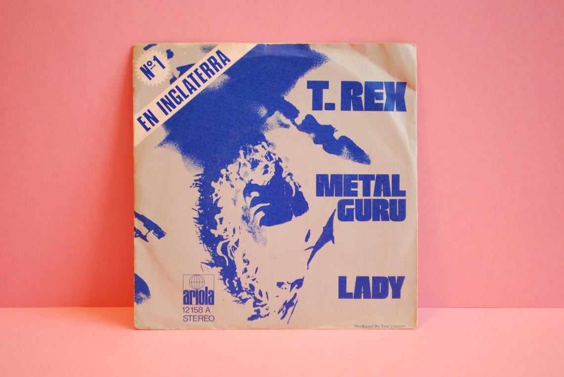 Vintage - T. Rex – Metal Guru |  Vinyl 7" 45 RPM Single Record | Seventies retro 1972 |, foto 2 di 4
