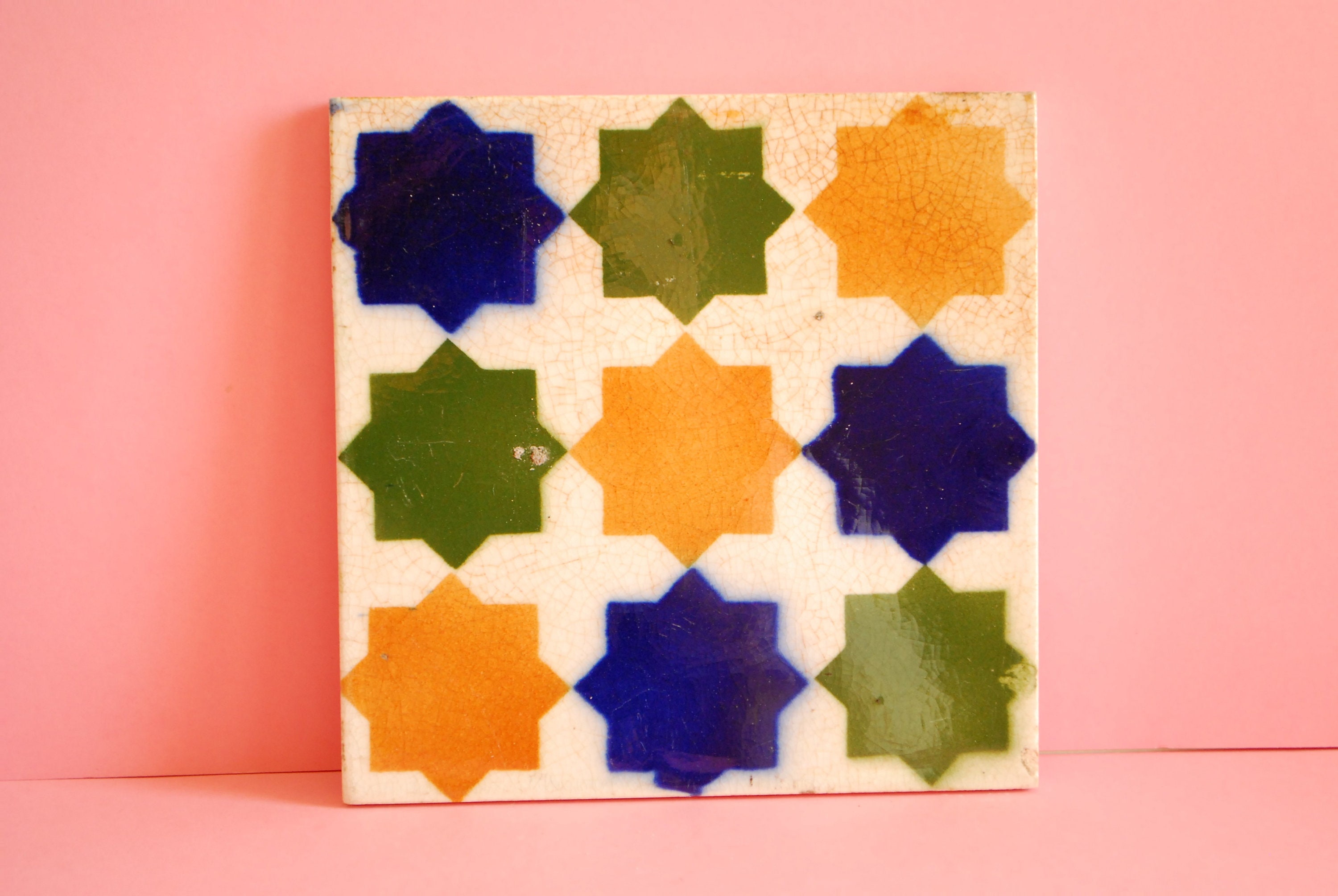 Azulejo decorativo vintage português | Padrao Azulejos Tradicionais | Ceramica Azule Pintada in Méo | Azulejo Português Vintage Genuíno