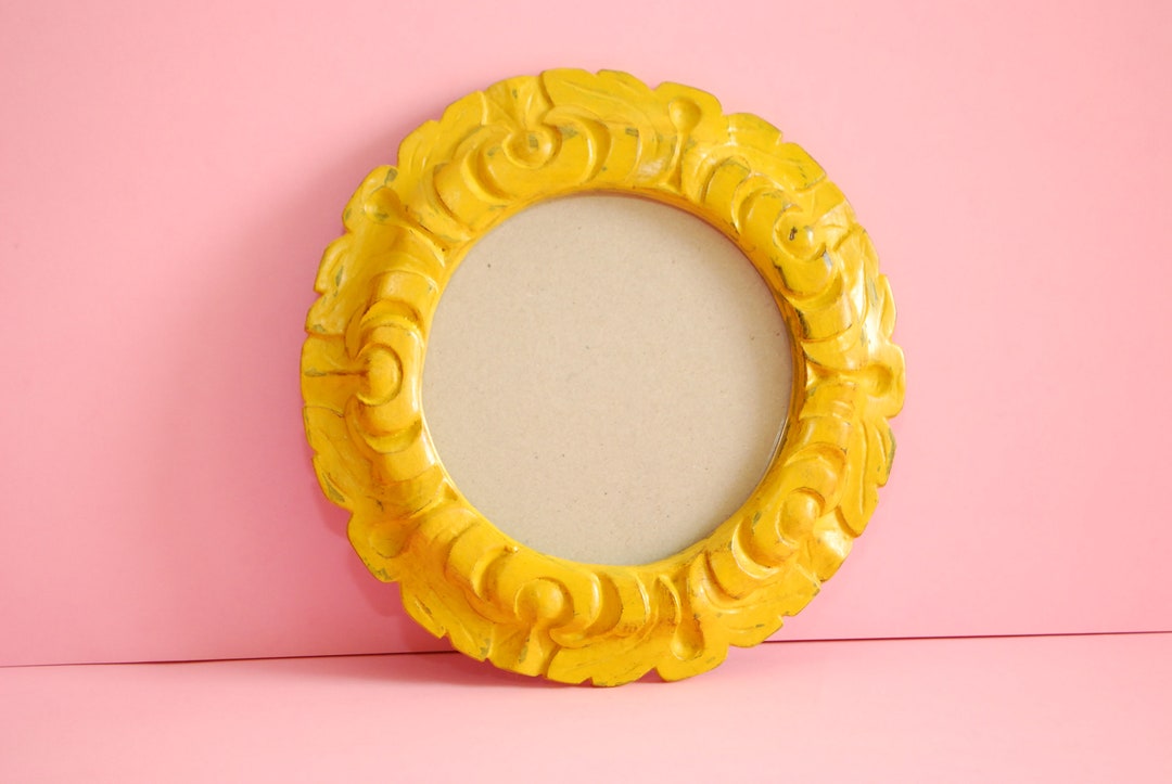 Antique Round Wooden Picture Frame Upcycle Picture Frame Etsy