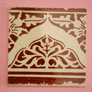 Vintage Portuguese tile Genuine Vintage Portuguese Antique Traditional Azulejos Pattern Hand Painted Azulejo Ceramic Brown
