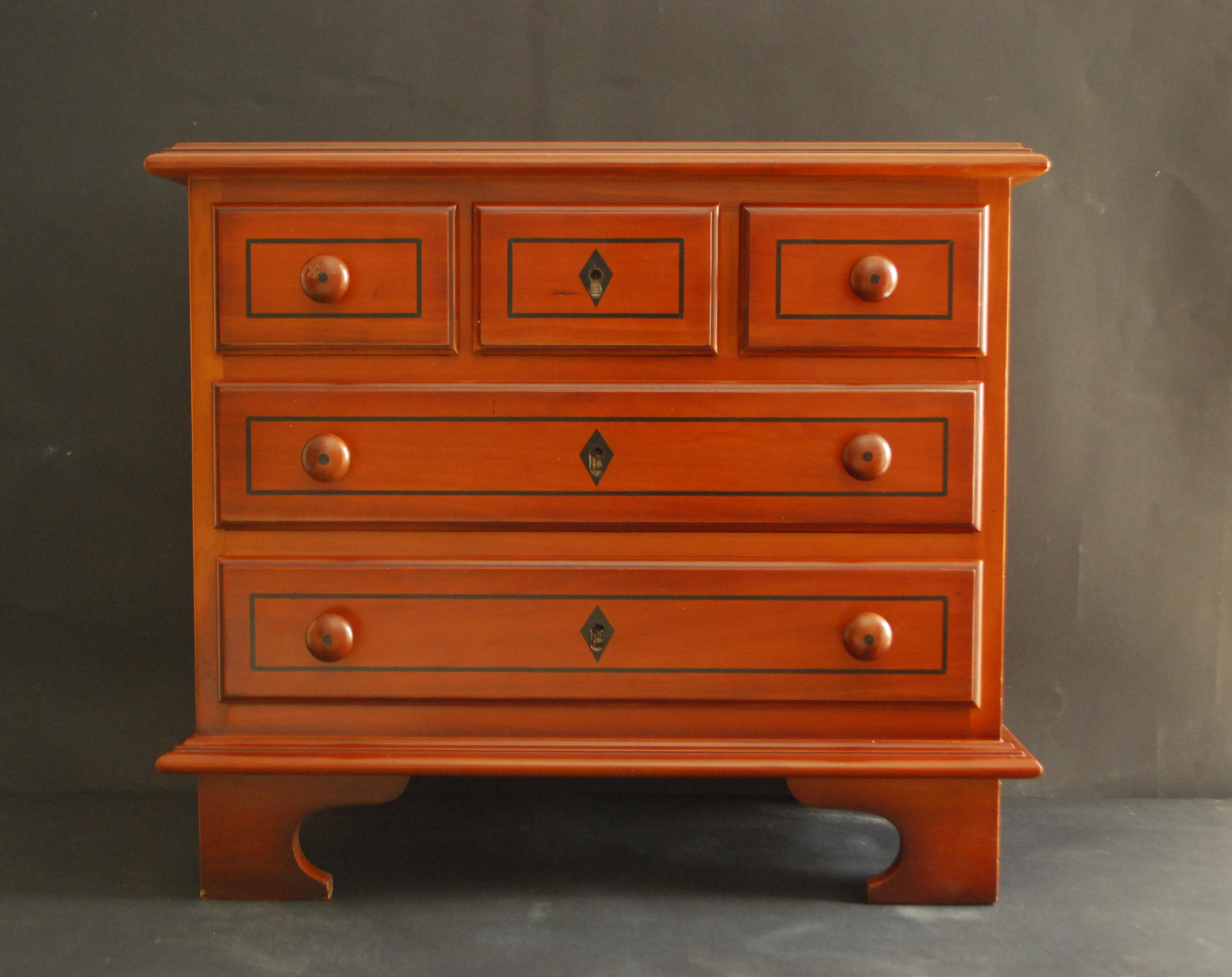 Vintage Small Wooden Dresser: Brown Bedside Table with Drawers
