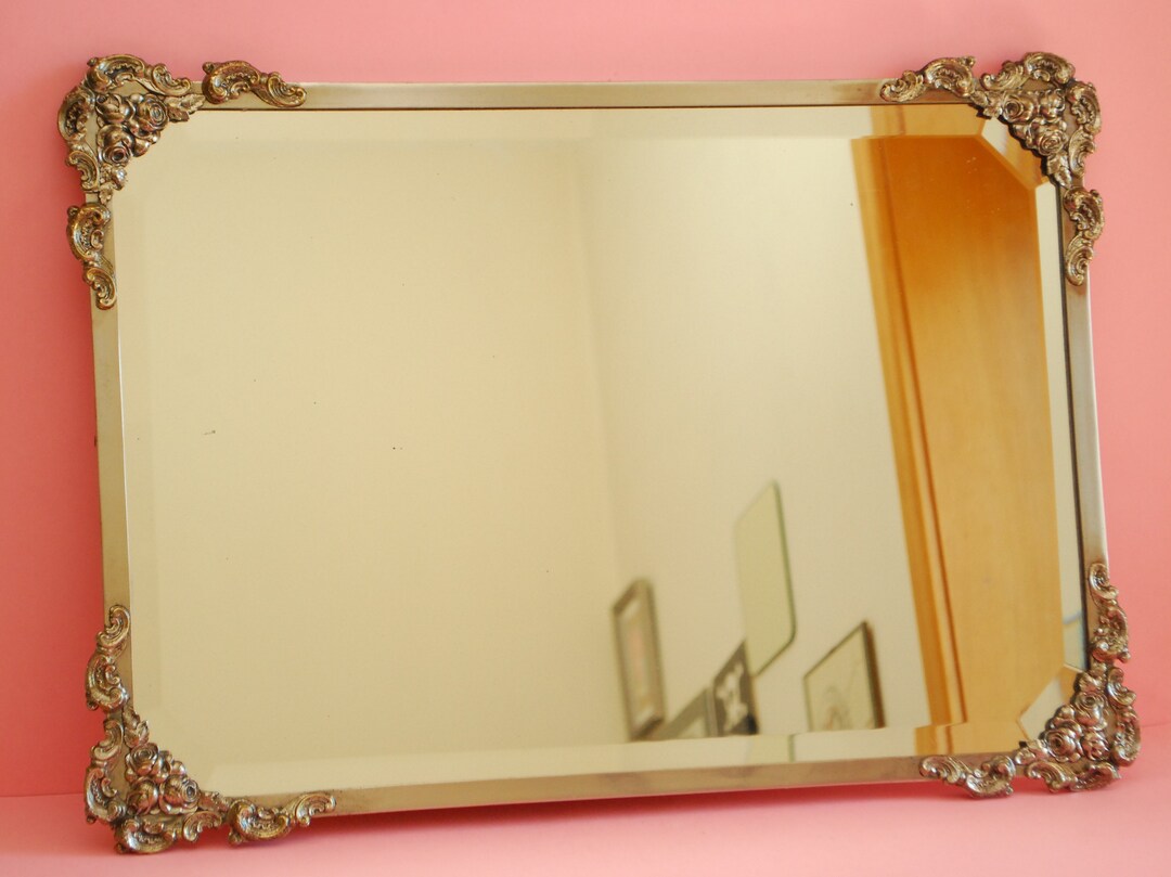 Antique Beveled Mirror Vintage Victorian Mirror Silver Victorian Wall