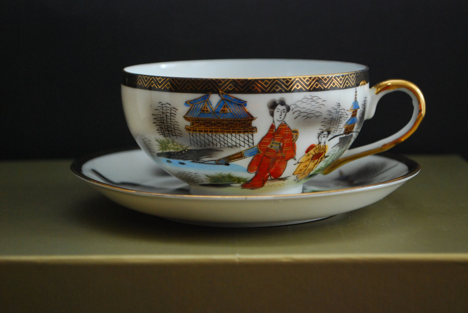 Antique Japanese Eggshell Porcelain Tea Cup and Saucer Set Etsy
