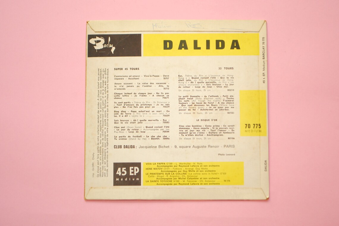 Dalida - Viva La Pappa | Vinyl, 7", EP, 45 RPM | Sixties 1965 retro |, foto 2 di 4