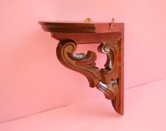 Vintage wood corner corbel display | Antique Wall Wooden Corbel | Vintage Wooden Corbel | Antique Victorian Wood Shelve