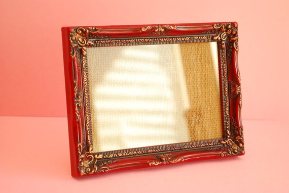 Antique Bordeaux Red Picture Frame: Vintage Plastic Acrylic Decor