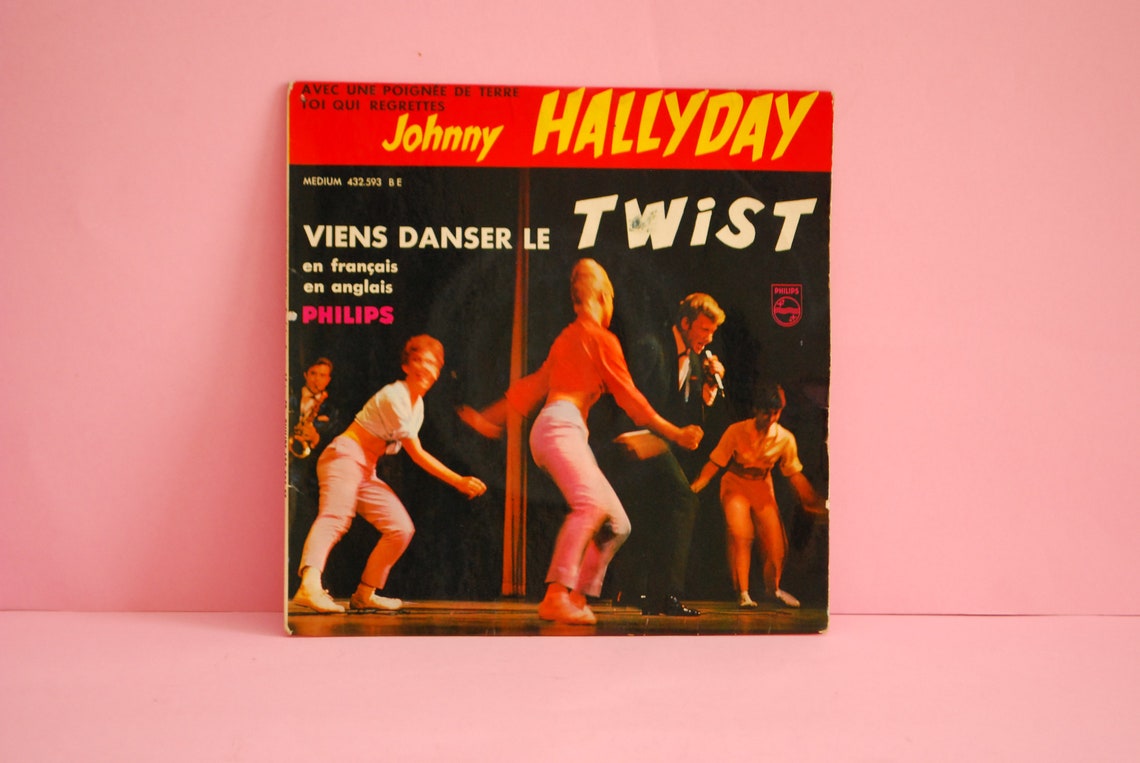 Johnny Hallyday - Viens Danser Le Twist |  Vinyl 7" 45 RPM EP Record | Sixties retro  1961 |, foto 1 di 4
