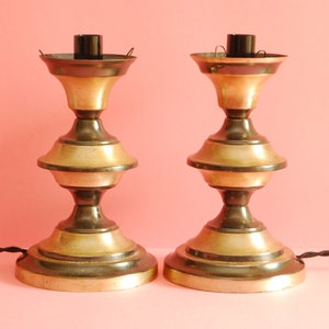 Vintage Pair of Table Lamps | Two Antique Tin Table Lamps  | Vintage Home Decor Electric Lamp | Retro lamp | Bedside Lighting Bedroom