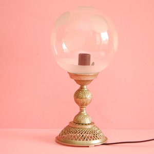 Vintage Table Lamp | Glass Globe Lamp |Antique Tin Table Lamps  | Vintage Home Decor Electric Lamp | Retro lamp | Bedside Lighting Bedroom