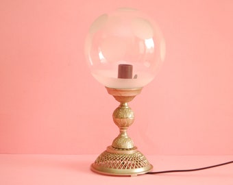 Vintage Table Lamp | Glass Globe Lamp |Antique Tin Table Lamps  | Vintage Home Decor Electric Lamp | Retro lamp | Bedside Lighting Bedroom
