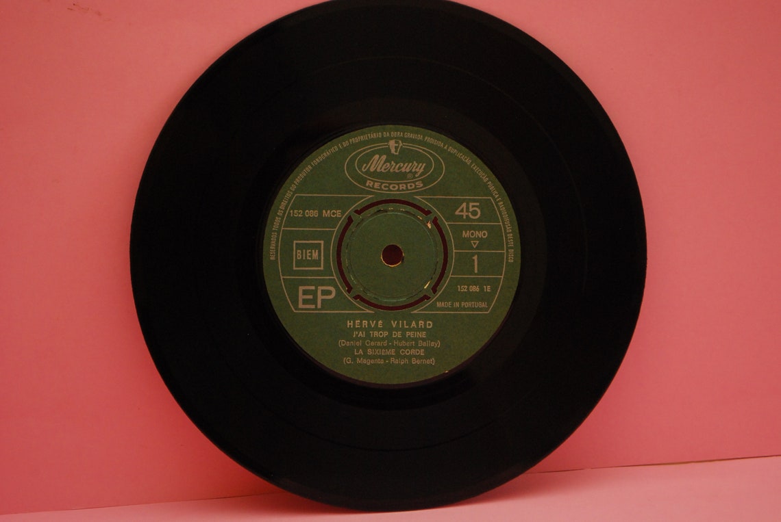 Hervé Vilard - J'ai Trop De Peine | Vinyl, 7", 45 RPM, EP, Mono | Sixties 1967 retro |, foto 3 di 4