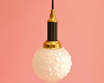 Vintage ceiling pendant light |  Vintage Deco pendant Ceiling Light | Antique Brass Lamp | Vinage lighting White Glass Globe Pendant