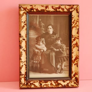 Antique wooden picture frame | Vintage Wooden Brown photo frame | Vintage rectangular picture frame with Antique Photo