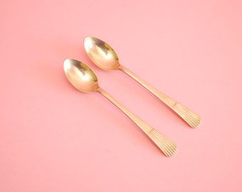 Cuchara de café de plata antigua / Juego de dos cucharas de plata antigua / Cubiertos antiguos / Topázio de plata antigua, Portugal.