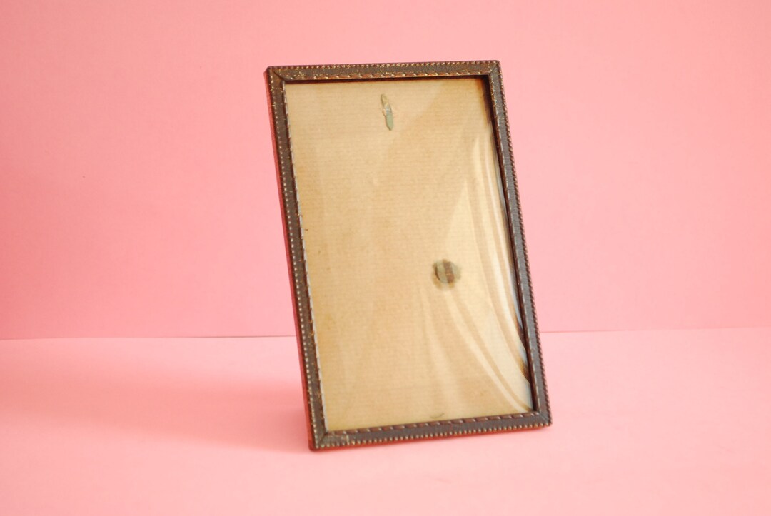 Antique Metal Picture Frame, Tin Frame . Vintage Rectangular Picture