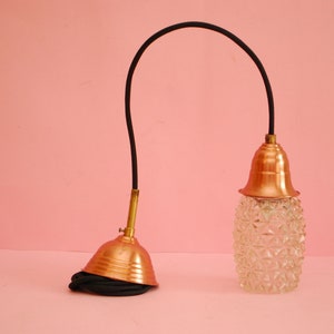 Vintage Deckenleuchte. Vintage Deco Pendel Deckenleuchte, Kupfer und Glas Pendelleuchte. Antike Deckenlampe.