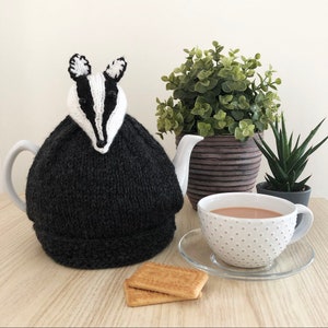 Badger Teapot Cosy Hand knitted tea cosy Tea Cozy Badger Gift knitted tea cosy Tea Cosy Secret Santa image 1