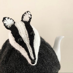 Badger Teapot Cosy Hand knitted tea cosy Tea Cozy Badger Gift knitted tea cosy Tea Cosy Secret Santa image 2