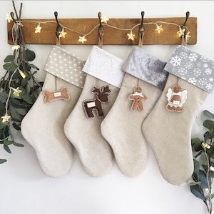 Personalised Christmas Stocking, Rustic Stocking, Natural Christmas Decoration, Luxury Stocking, Gingerbread Man, Dog Stocking, Pet Stocking