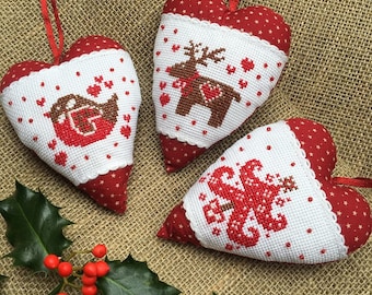 Christmas Heart - Cross Stitch Heart- Traditional Christmas - Scani Christmas - Christmas Robin - Christmas Decorations - Christmas Keepsake