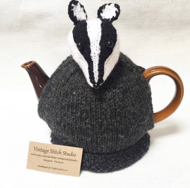 Badger Teapot Cosy Hand knitted tea cosy Tea Cozy Badger Gift knitted tea cosy Tea Cosy Secret Santa image 3