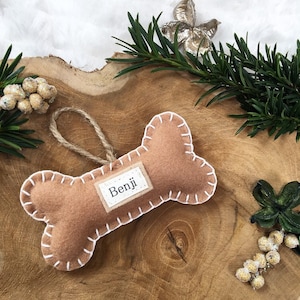 Dog Christmas Decoration, Personalised Dog Ornament, Dog Gift, Dog Bone Decoration, Dog Christmas, Gift for Dog, Dog Lovers image 2