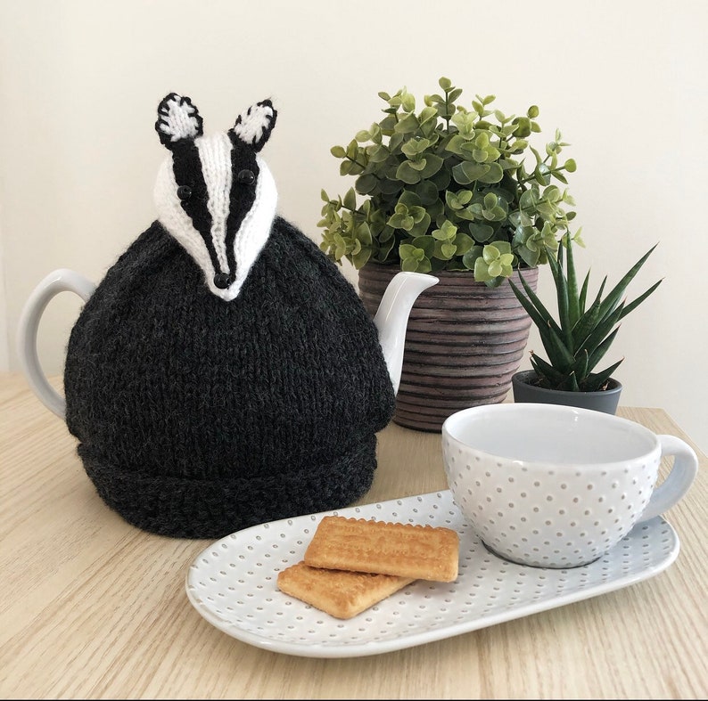 Badger Teapot Cosy Hand knitted tea cosy Tea Cozy Badger Gift knitted tea cosy Tea Cosy Secret Santa image 5