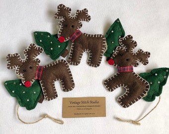 Reindeer Garland, Tartan Garland, Scottish Christmas Decoration, Christmas Garland, Christmas Bunting, Christmas tree garland,